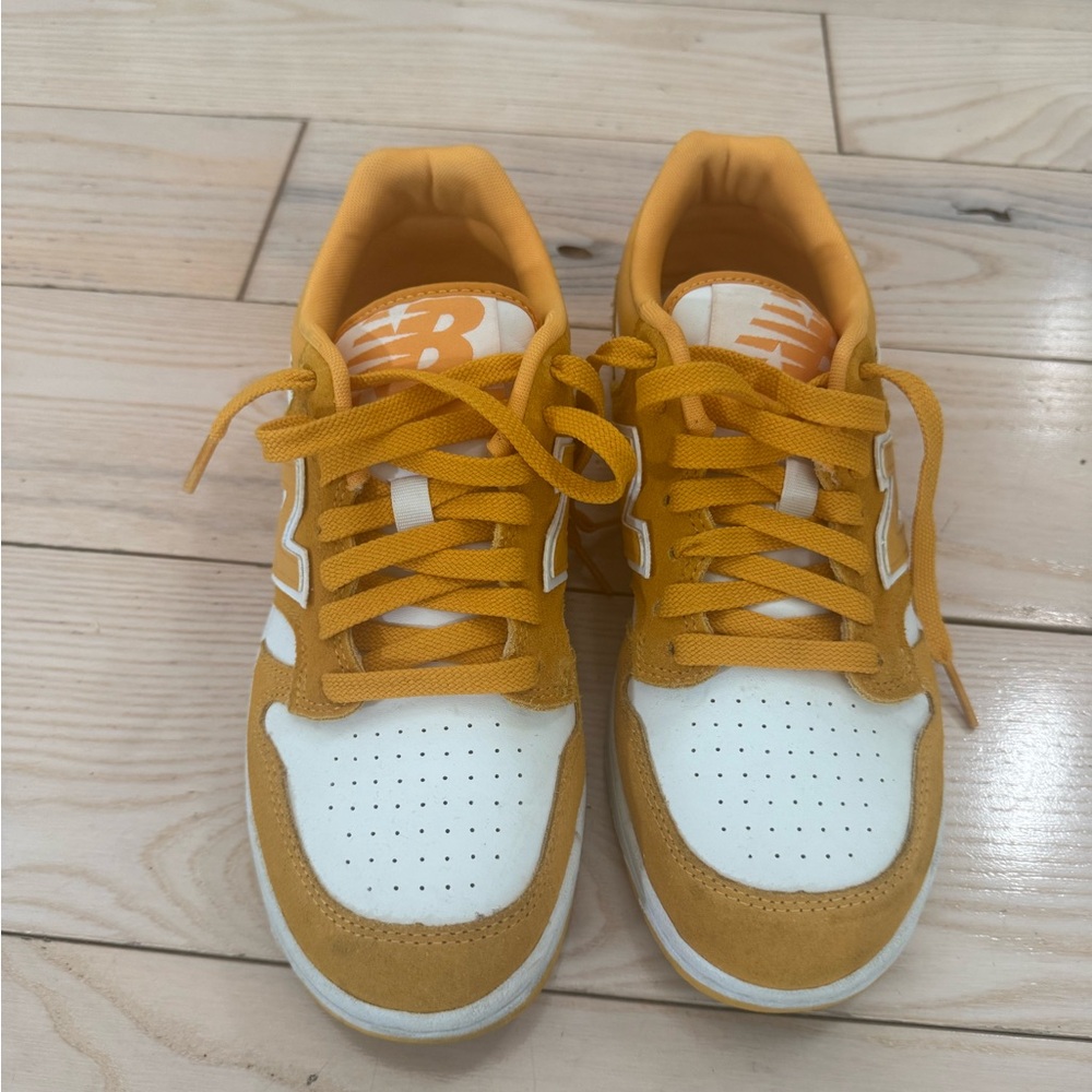 New Balance 480 Mustard and White Sneakers